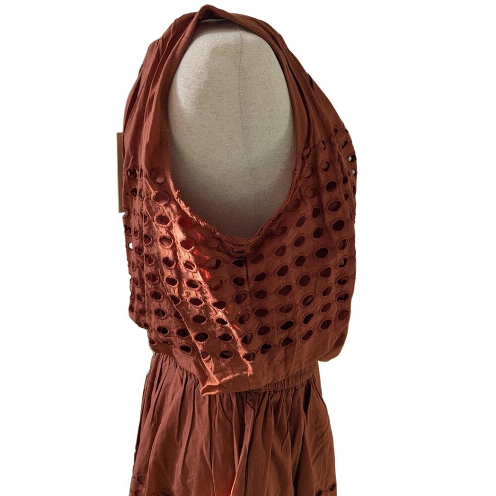 Sleeveless Eyelet Skirt Set in Terracotta - Picture 7 of 14